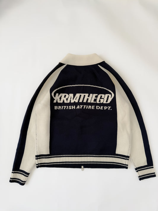 Knit blu cream zip